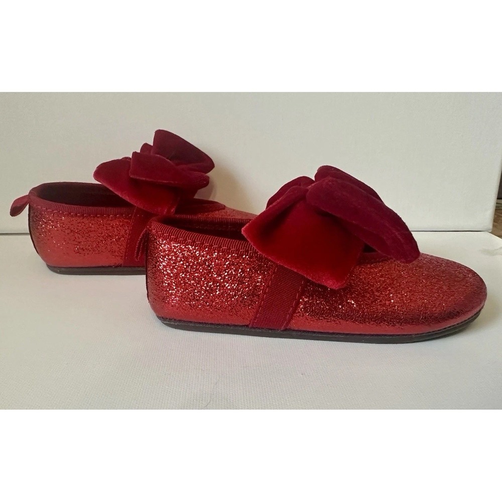 H&M Toddler Girls Red‎ Shimmery Flat Shoes With Bow Red Size US 7
